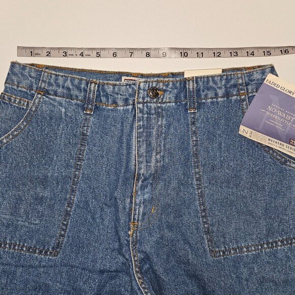 NWT Faded Glory Blue Jeans Size 8 No Waist Modern Style Looser Fit Medium Stone - Picture 12 of 12